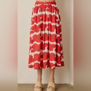 Pologram Tomato Print Midi Skirt